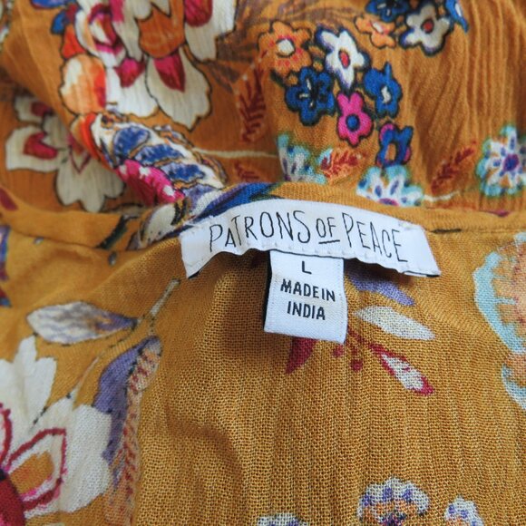 PATRONS OF PEACE Floral Crepe Faux Wrap Maxi Dress in Burnt Orange Boho Size L - Picture 16 of 16